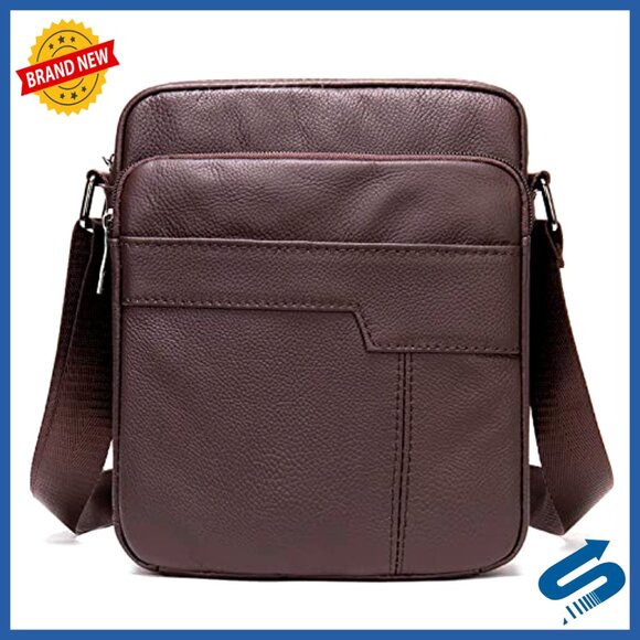 Hulara_ Genuine Leather Messenger Bag For Men And Women  Genuine Leather Messenger Bag for Men, Travel Business Crossbody Shoulder Pack